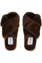 Lou Faux Fur Slippers Chocolate Americandreams