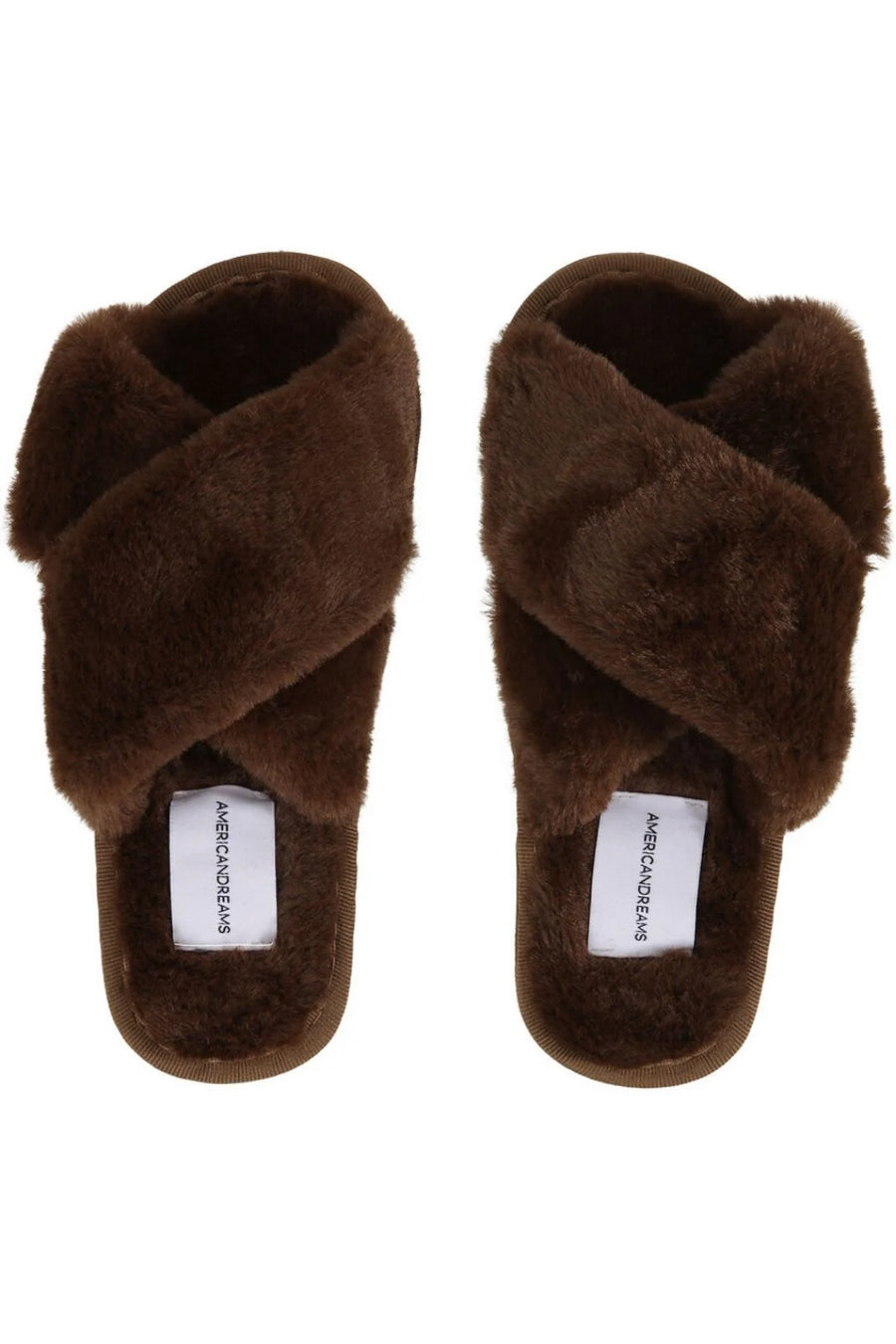 Lou Faux Fur Slippers Chocolate