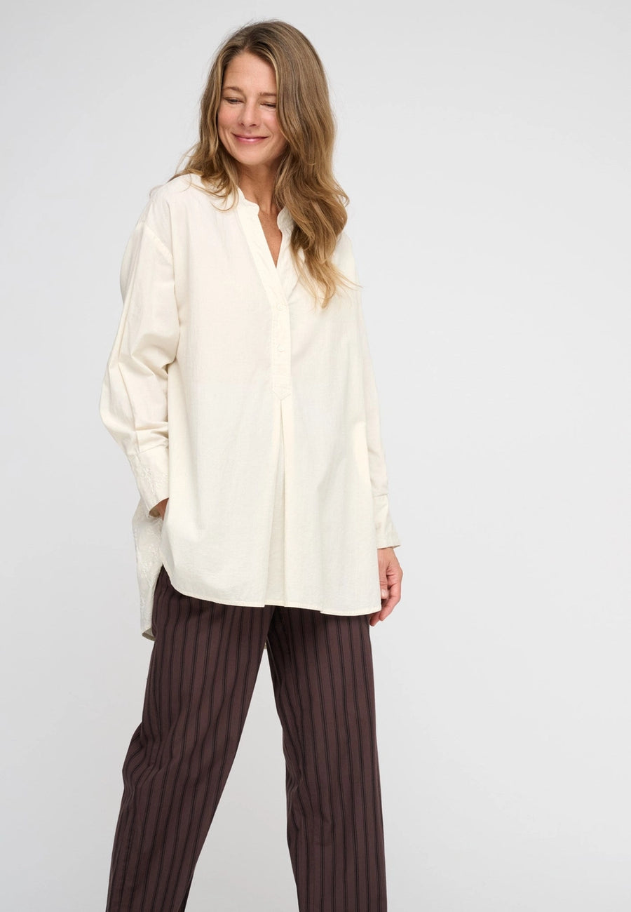 Posy Shirt Poplin - Natural Emb