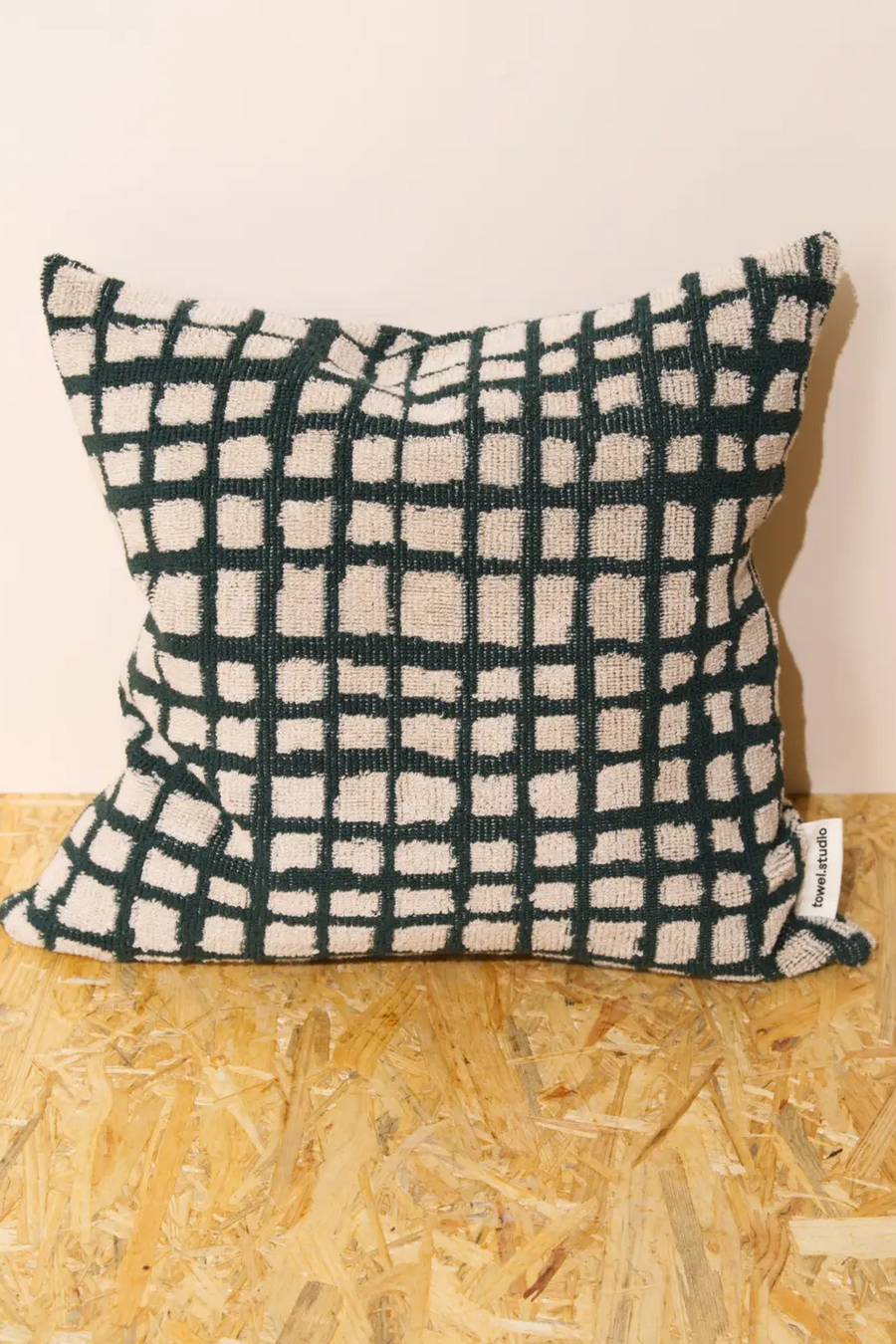 Bold Grid Throw Pillow | Forest Green towel.studio