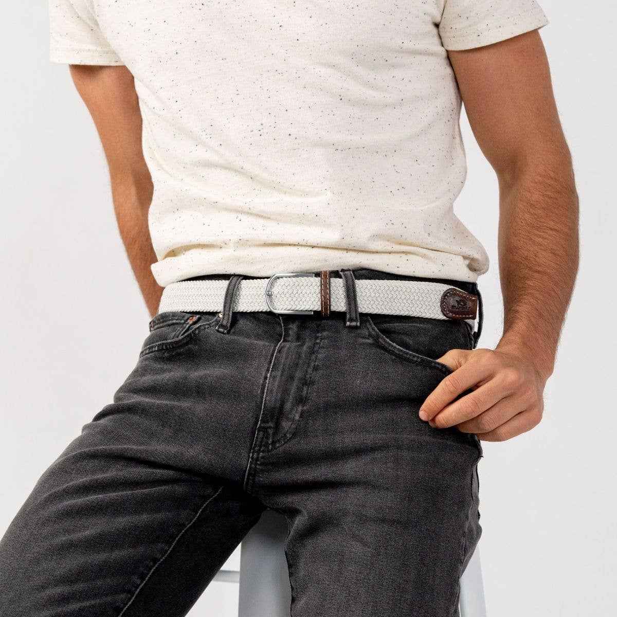 Coco White Braided Elastic Belt BILLYBELT