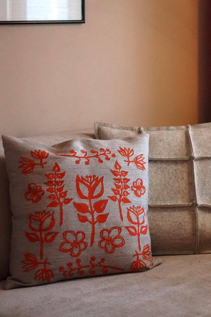Magic Garden Cushion Cover, Orange Pattern Miiko
