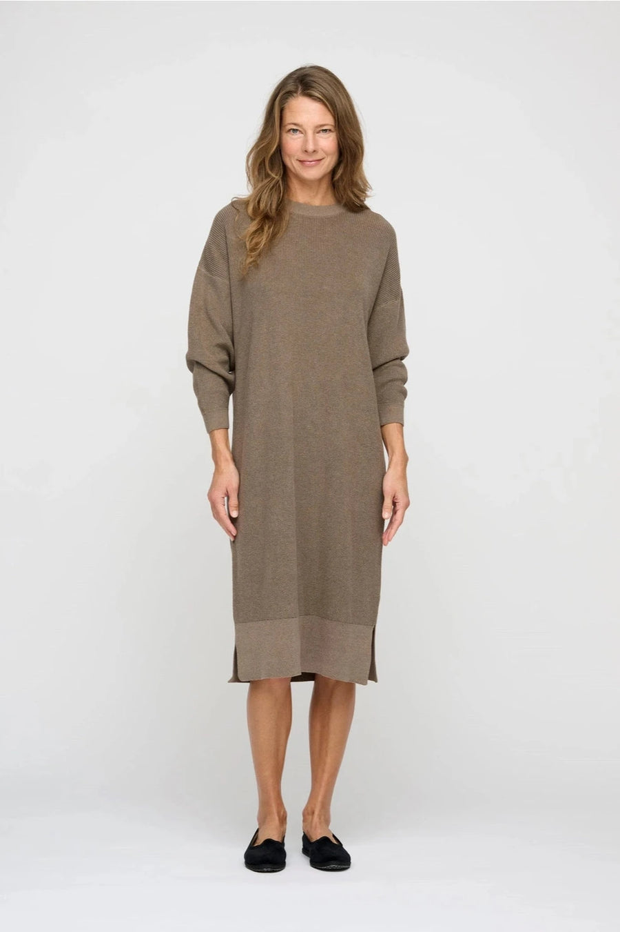 Zona Rib Knit Dress - Taupe Melange