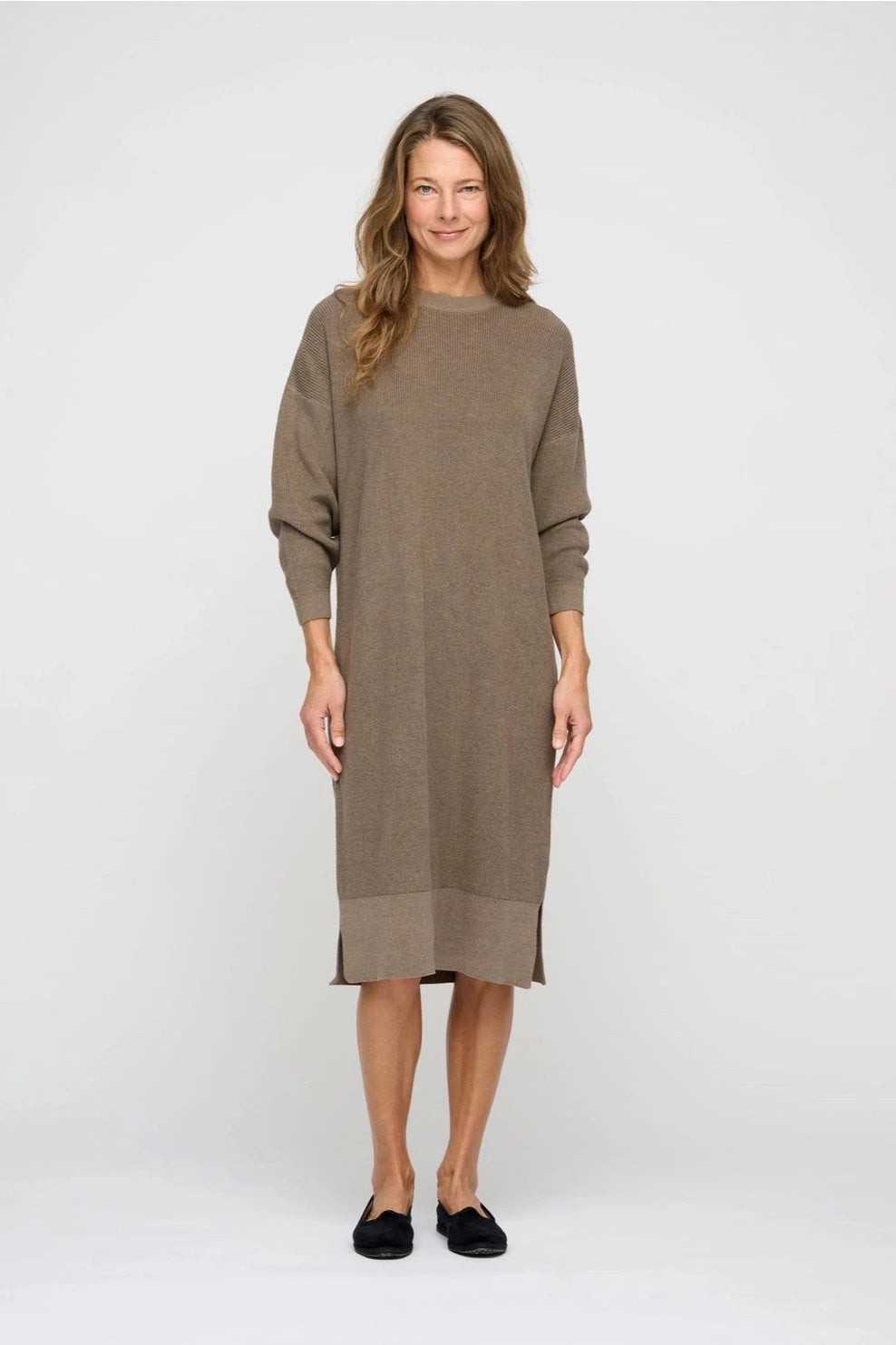 Zona Rib Knit Dress - Taupe Melange moshi moshi mind