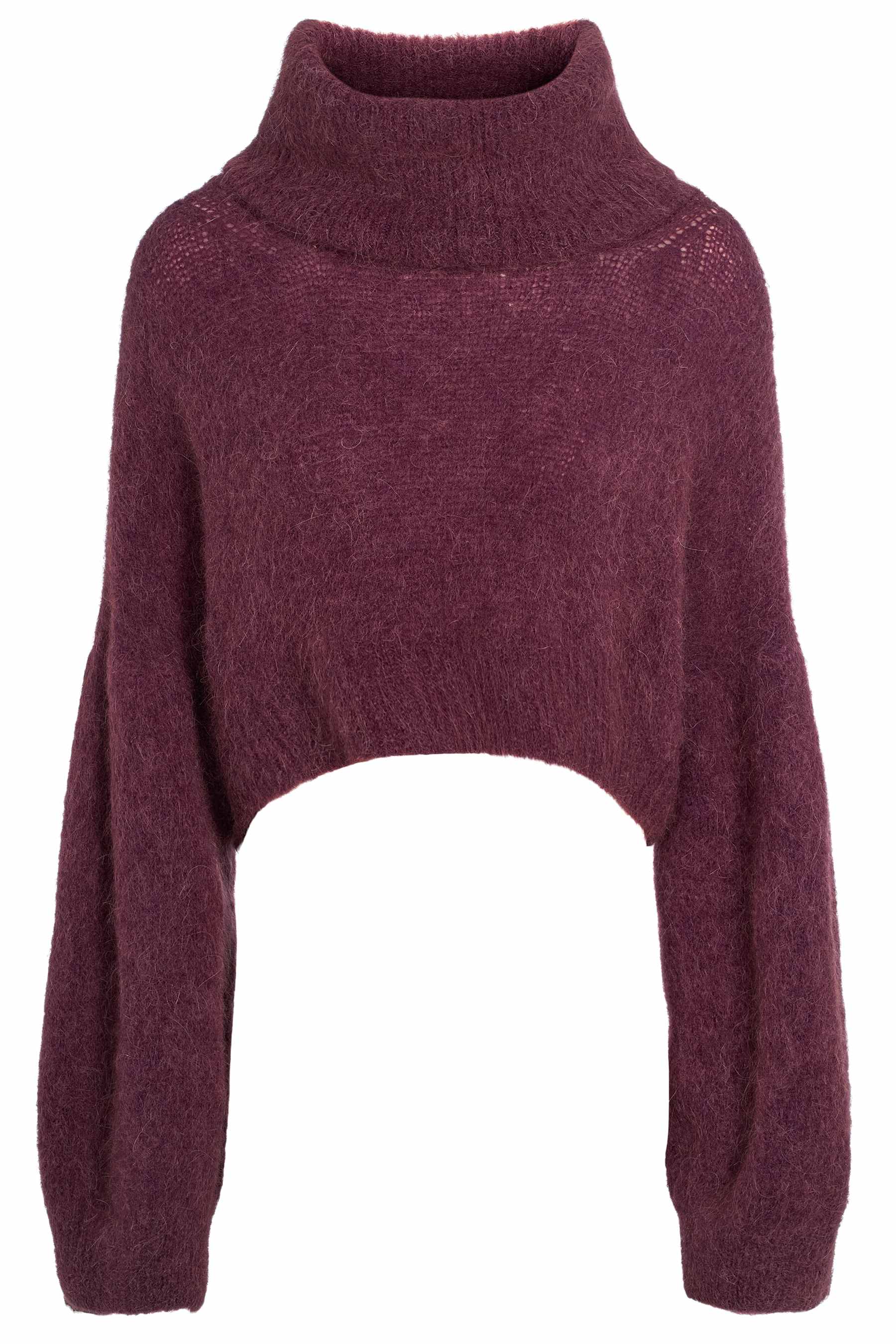 Andrea Rollneck Cropped Alpaca Pullover - Bordeaux Americandreams