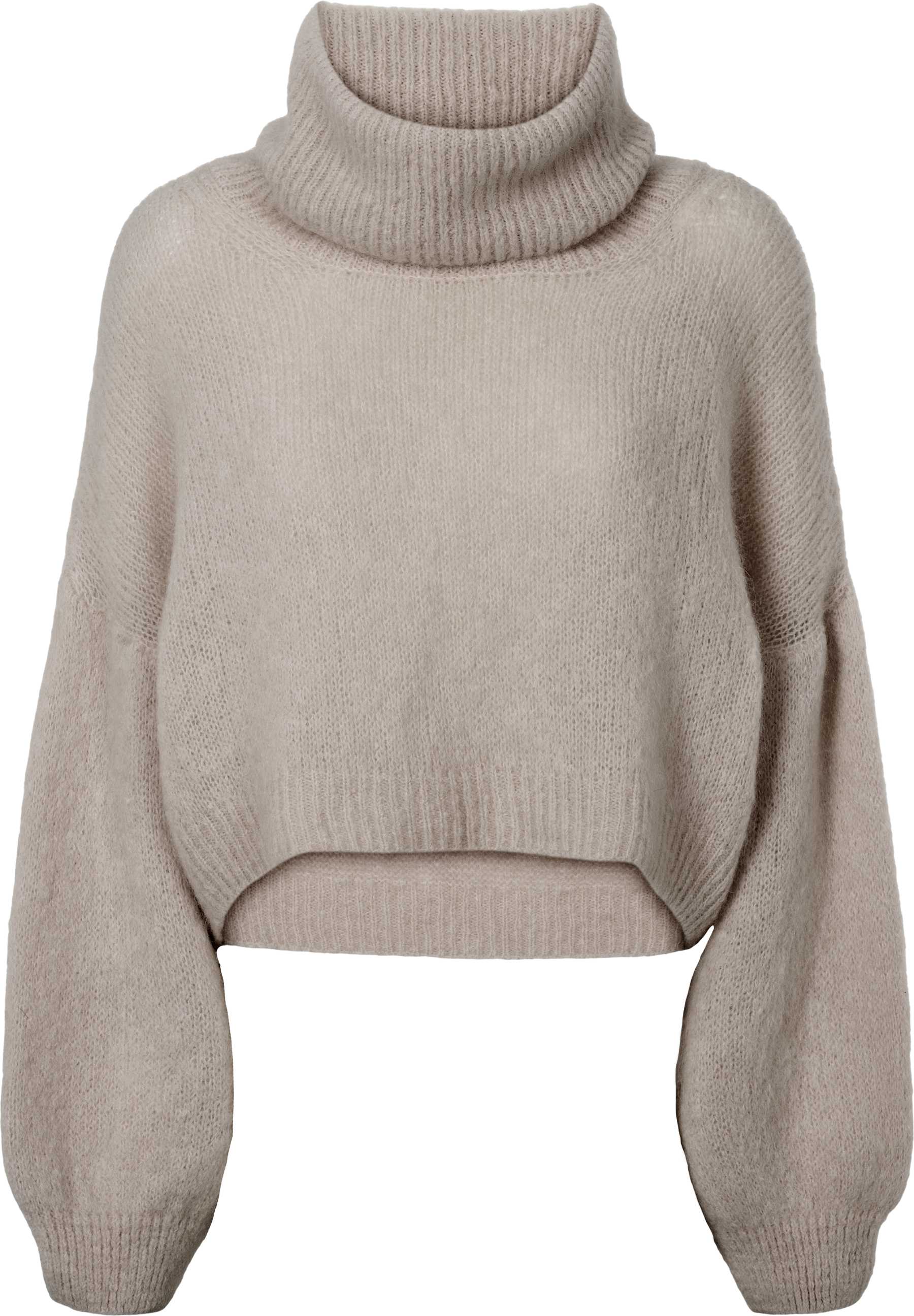 Andrea Rollneck Cropped Alpaca Pullover - Light Taupe Americandreams