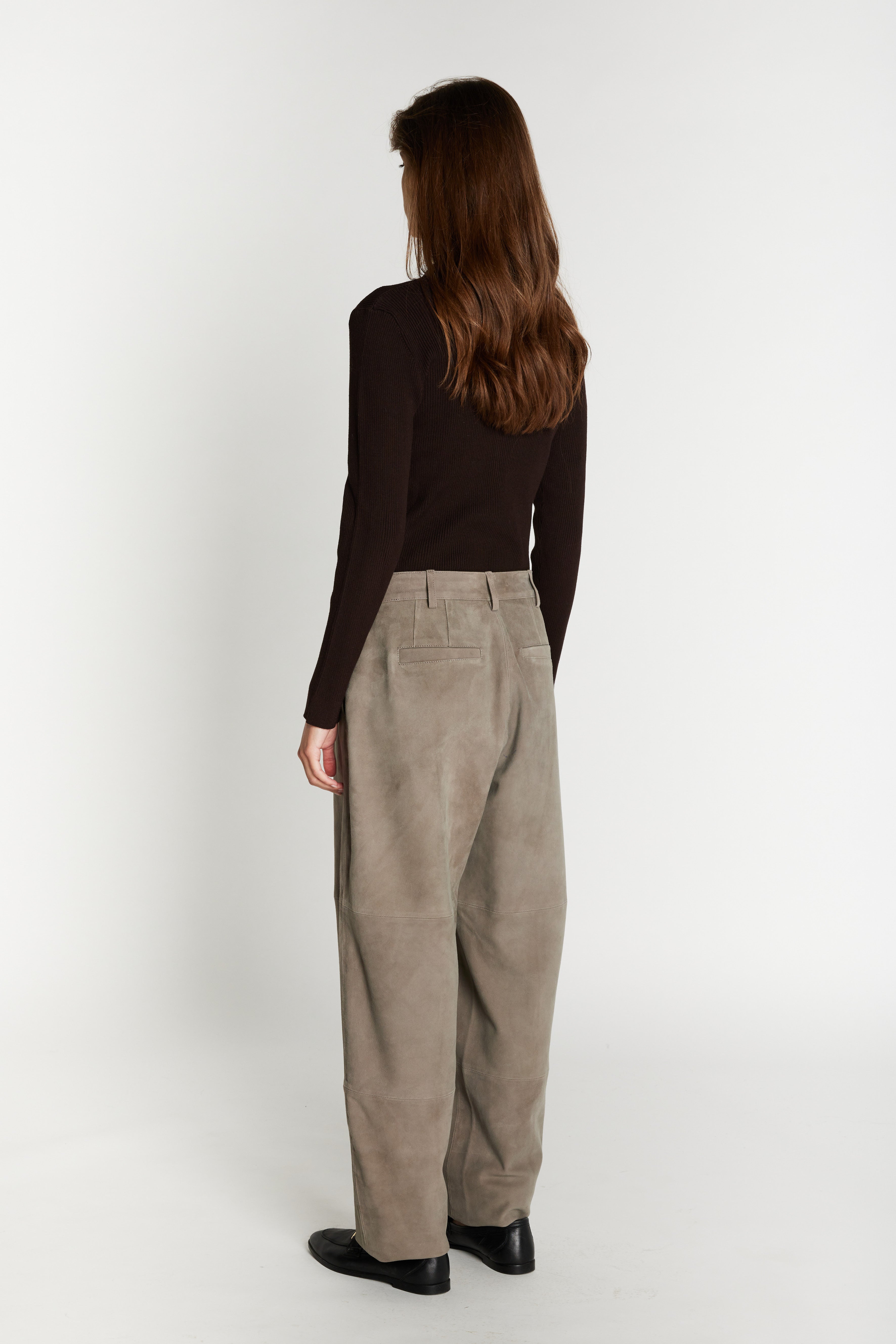 Bruuns Bazaar Suede Pants SuedaBBBarel, väriltään Taupe grey