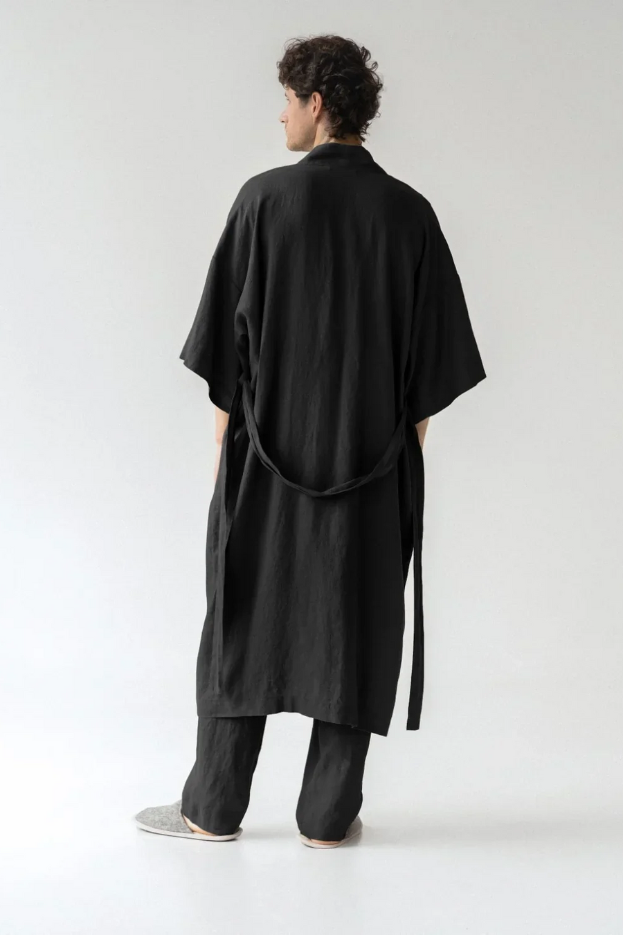 Black Linen Summer Bathrobe Linen Tales