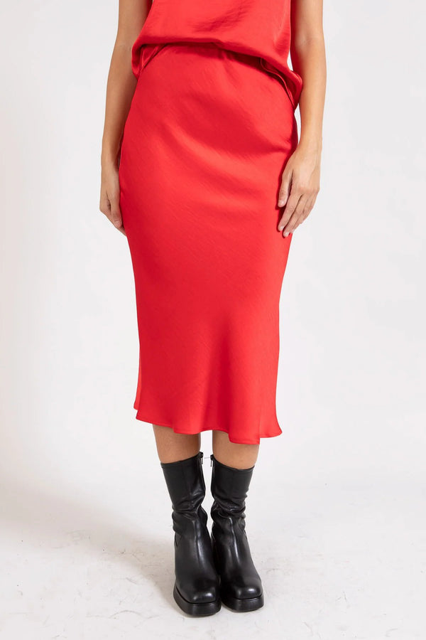 Skyler Mid Lenght Skirt (Lipstick Red)