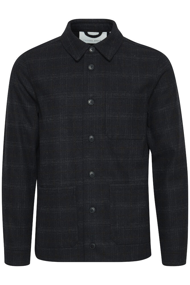Casual Friday CFJEUX ruudullinen paitatakki miehille, väri Dark Navy - RAGS Oulu