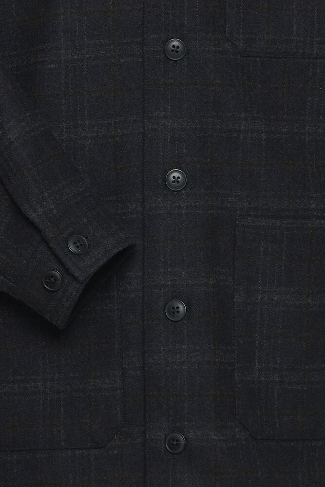 Casual Friday CFJEUX ruudullinen paitatakki miehille, väri Dark Navy, kuva 3 - RAGS Oulu