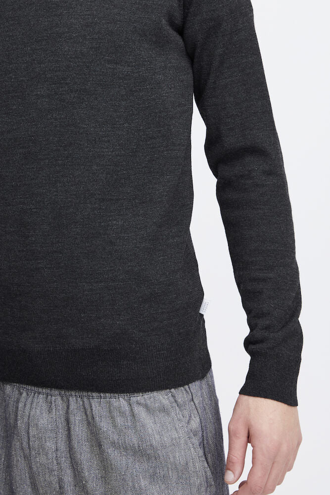 Casual Friday CFKONRAD merinovillasekoitteinen rullakaulusneule miehille, väri Dark Grey Melange, kuva 5 - RAGS Oulu