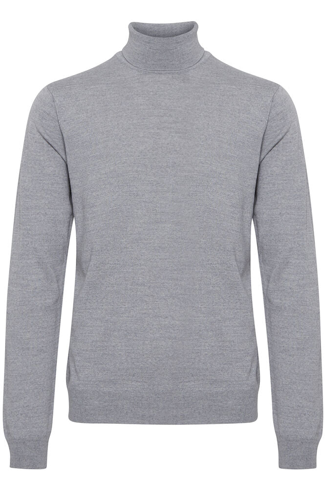 Casual Friday CFKONRAD merinovillasekoitteinen rullakaulusneule miehille, väri Light Grey Melange, kuva 3 - RAGS Oulu