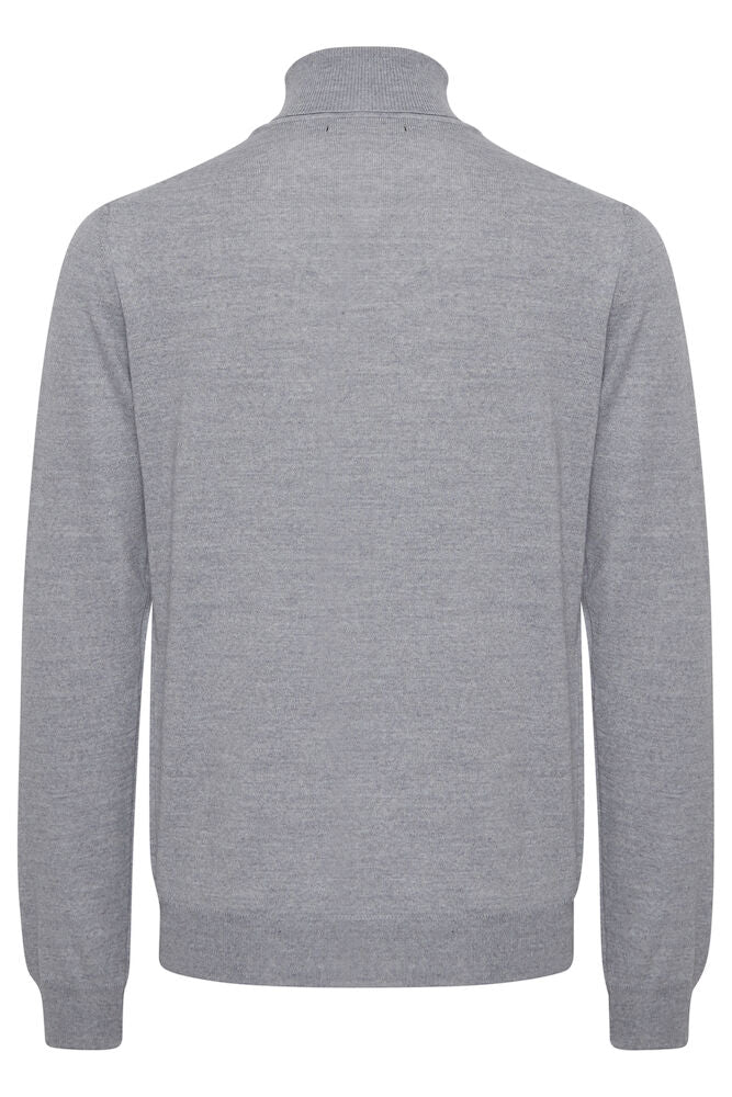 Casual Friday CFKONRAD merinovillasekoitteinen rullakaulusneule miehille, väri Light Grey Melange, kuva 4 - RAGS Oulu