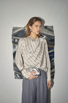 HellyCC Button Stripe Blouse - Off-White