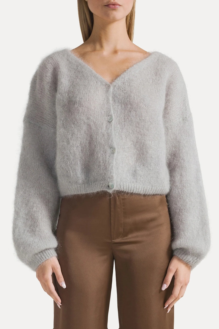 Cornelia Cropped Cardigan Light Grey Americandreams