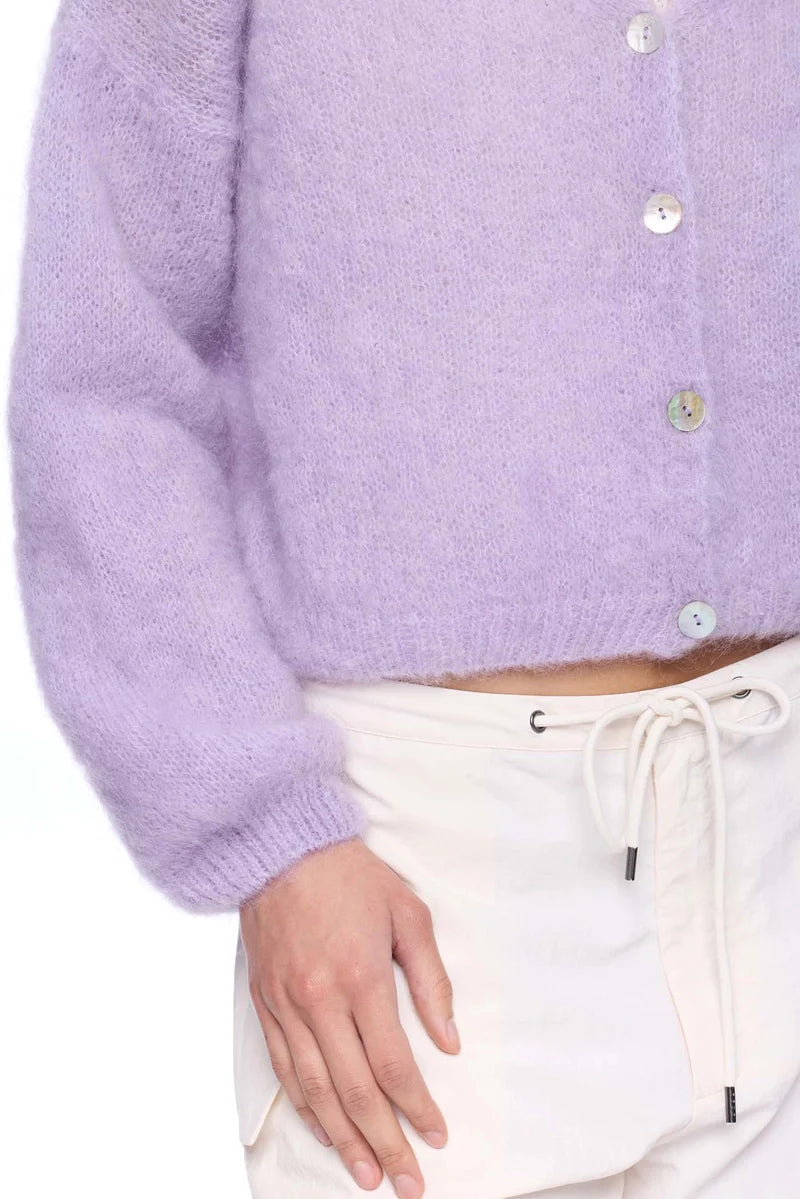 Cornelia Cropped Cardigan Light Purple Americandreams