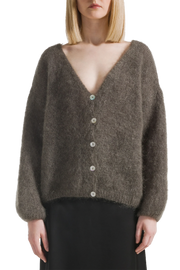 Cornelia LS Cardigan Dark Taupe Americandreams