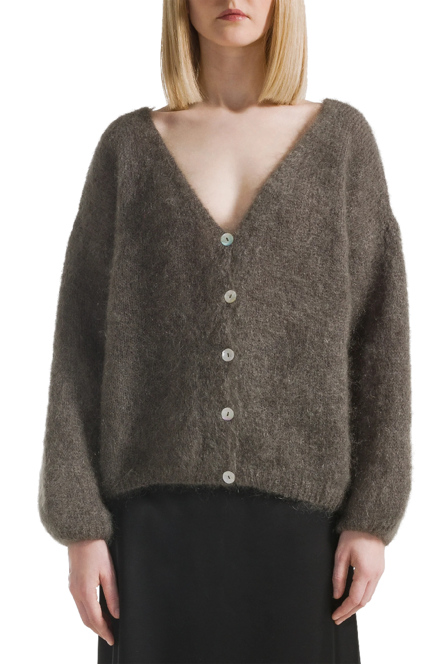 Cornelia LS Cardigan Dark Taupe Americandreams