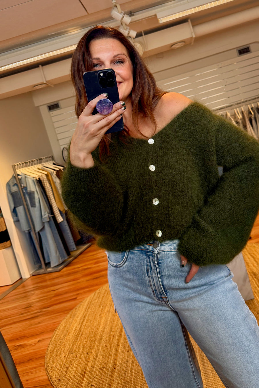 Cornelia Cropped Cardigan Seaweed Green Americandreams