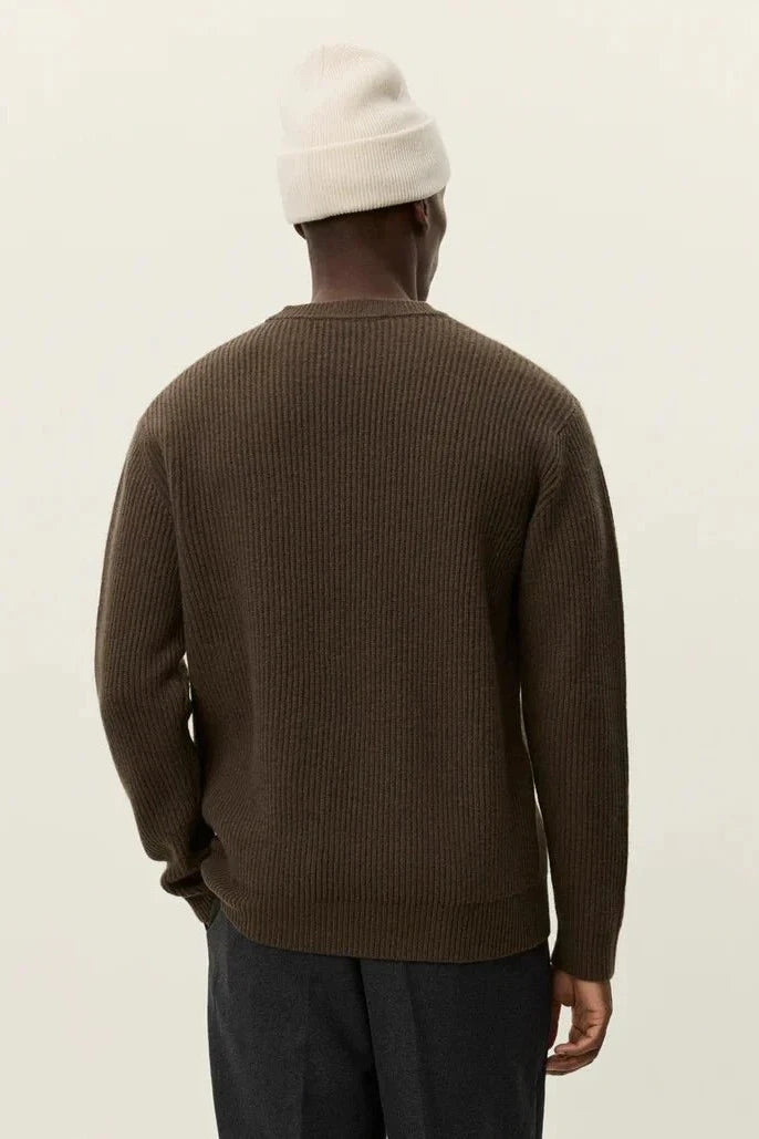 Eddie Wool Rib Crewneck Knit - Teak Les Deux