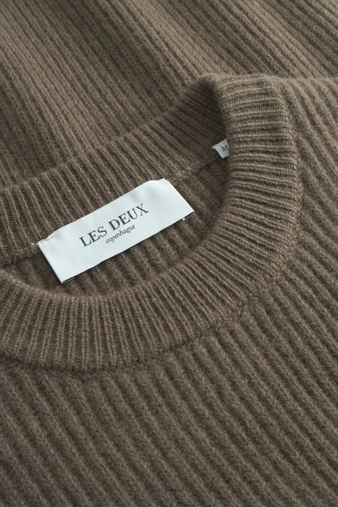 Eddie Wool Rib Crewneck Knit - Teak Les Deux