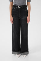 GZsara HW wide jeans - Washed Dark black Gestuz
