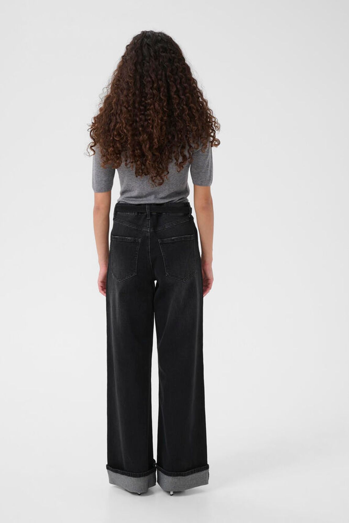 GZsara HW wide jeans - Washed Dark black Gestuz