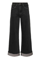 GZsara HW wide jeans - Washed Dark black Gestuz