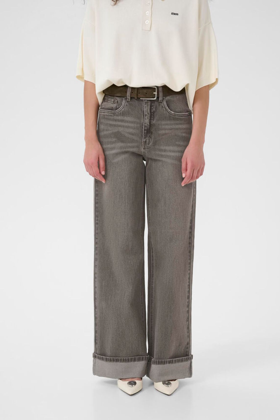 GZsara HW wide jeans - Washed grey Gestuz