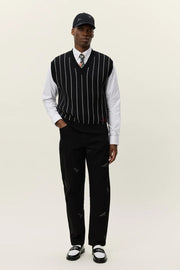 Gaston Jacquard Pinstripe Vest Les Deux