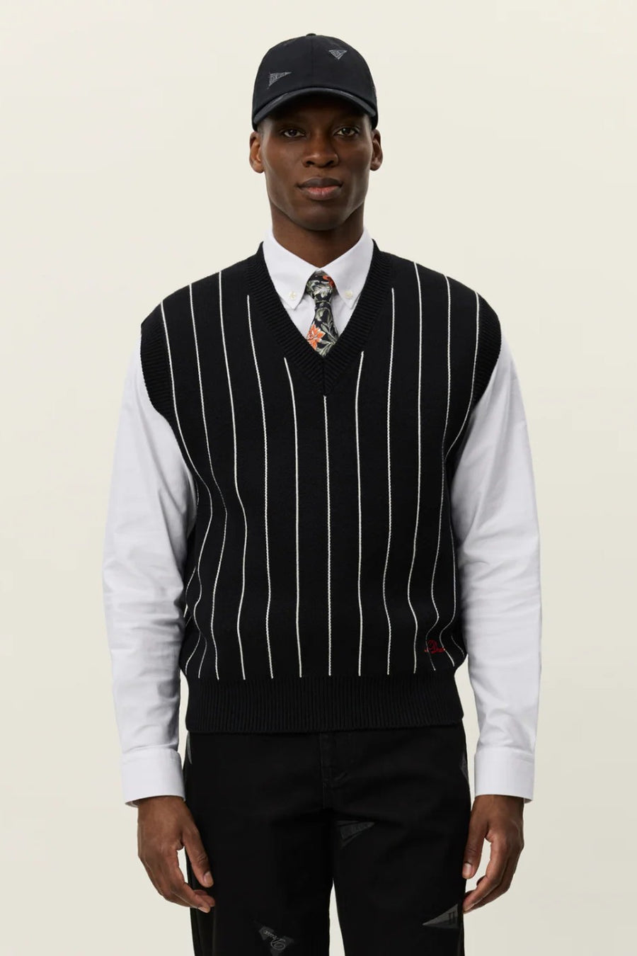 Gaston Jacquard Pinstripe Vest Les Deux