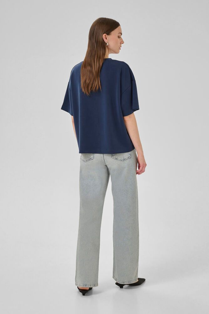 HelleMW EMB Boxy Tee - Blue My Essential Wardrobe