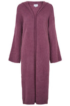 June Long Alpaca Cardigan With Hood - Bordeaux Americandreams