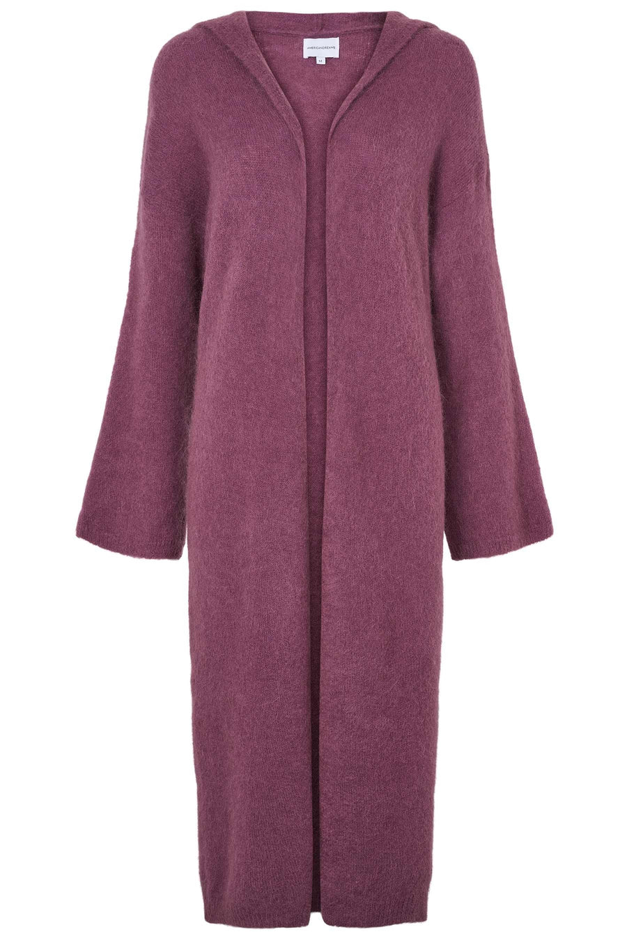 June Long Alpaca Cardigan With Hood - Bordeaux Americandreams