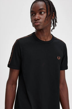 Contrast Tape Ringer T-shirt (black/brown)