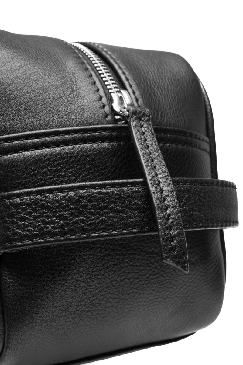 Leather Wash Bag Black