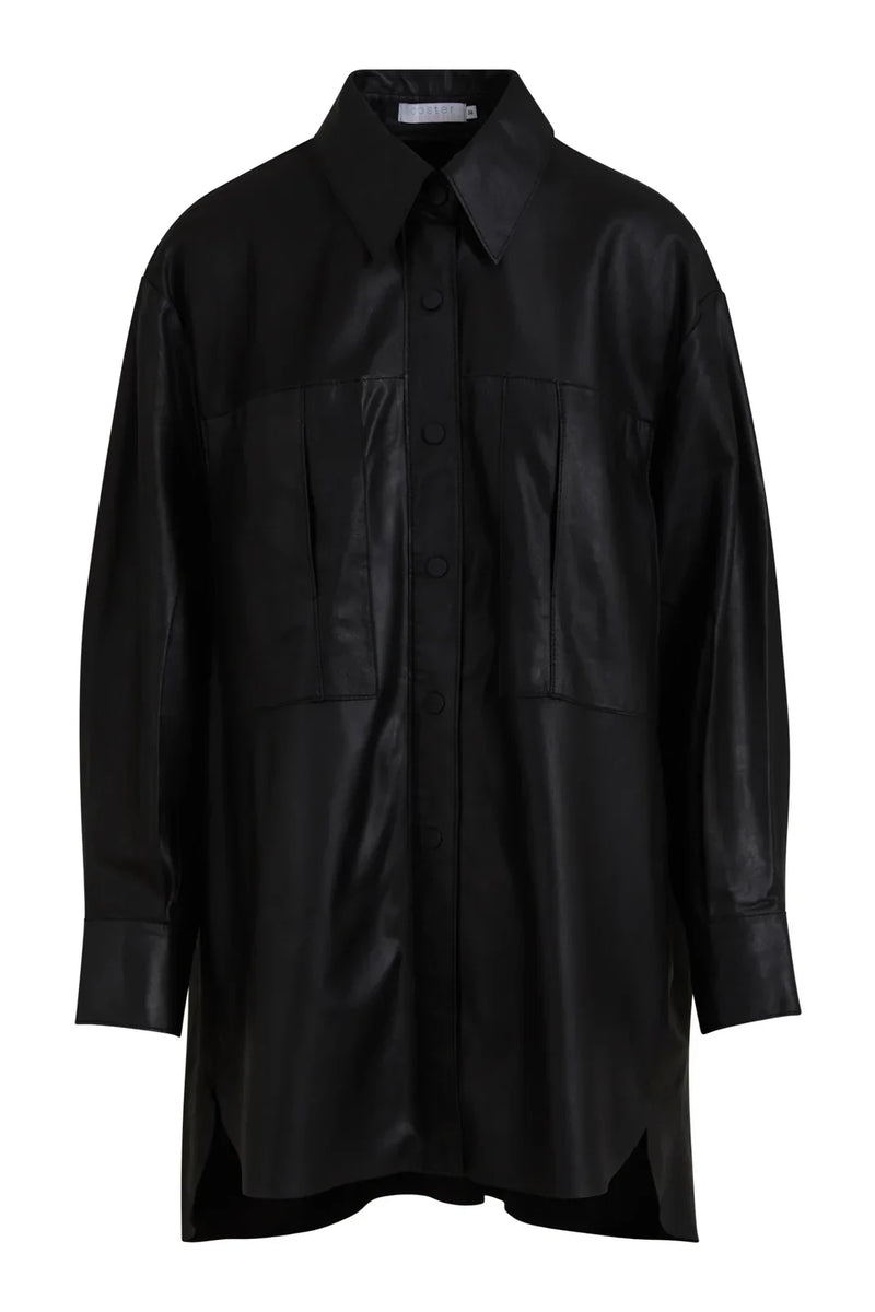 Long Leather Shirt Black