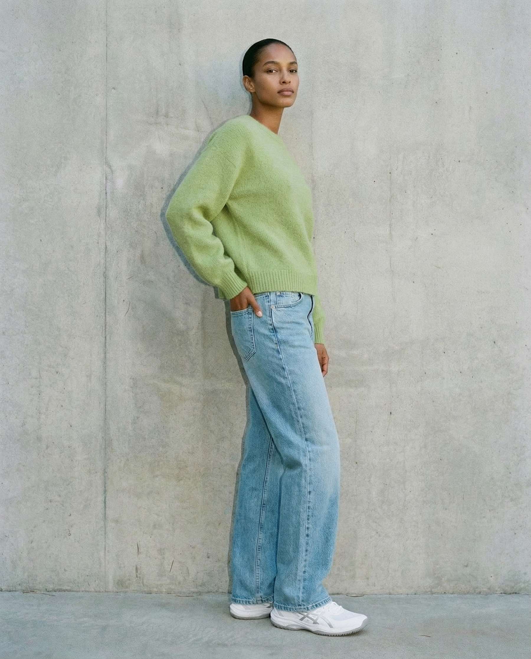 Liana Round Neck Pullover Tea Green Americandreams