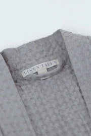 Light Grey Linen & Cotton Honeycomb Waffle Bathrobe Linen Tales