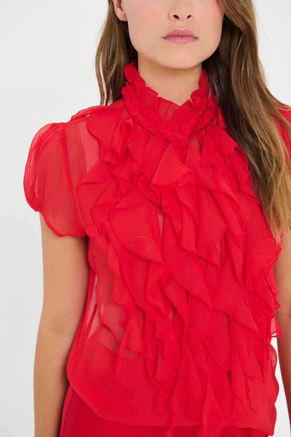 LiljaSZ Crinkle SS Shirt - Chinese Red Saint Tropez