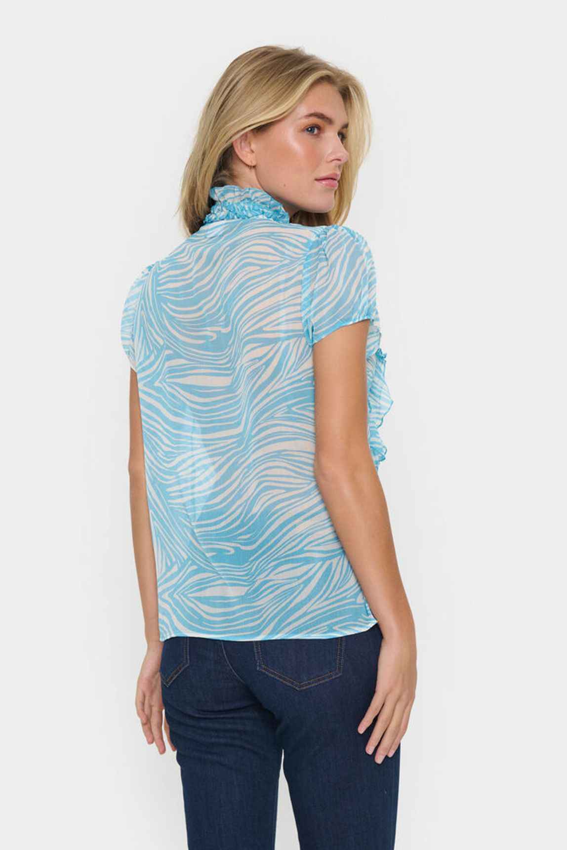 LiljaSZ Crinkle SS Shirt - Blue Leaves Saint Tropez