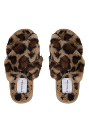 Lou Faux Fur Slippers Brown Leo Americandreams