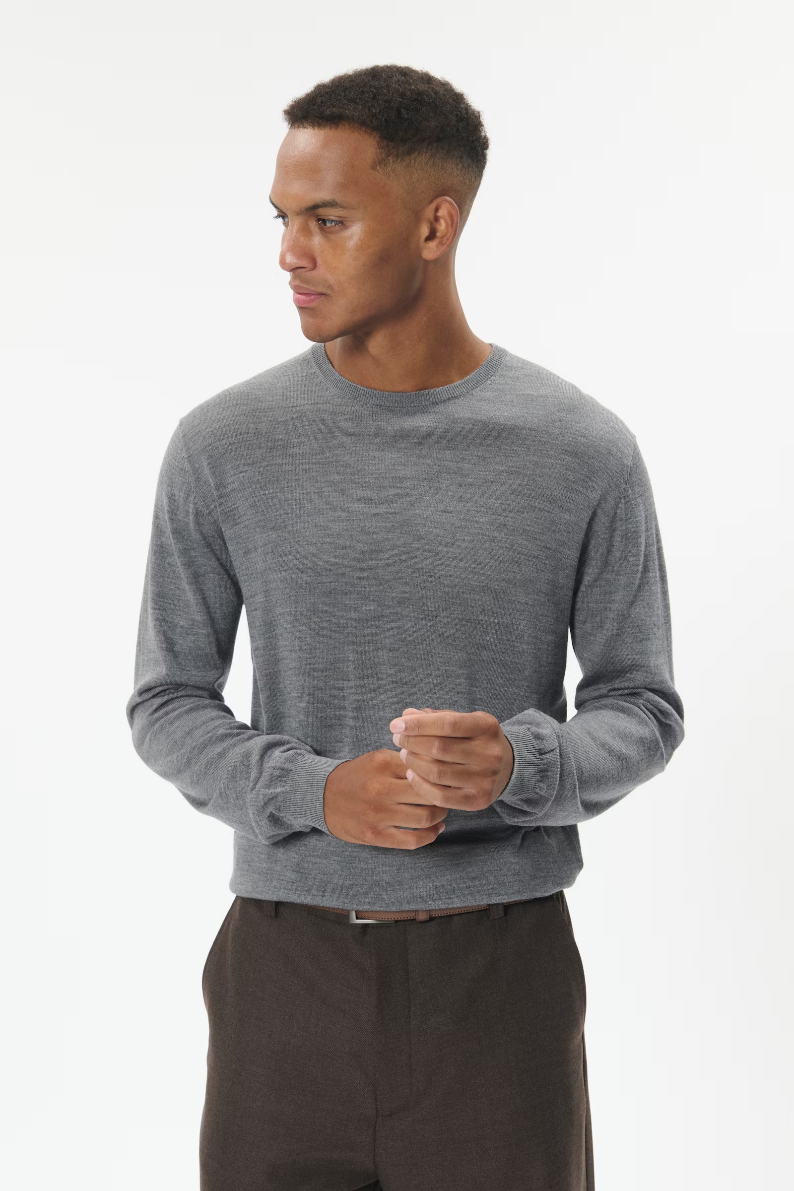 Margrate Merino Pullover - Medium Grey Melange Matinique