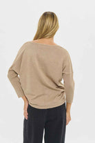 MilaSZ R-Neck Pullover - Amphora Melange Brown Saint Tropez