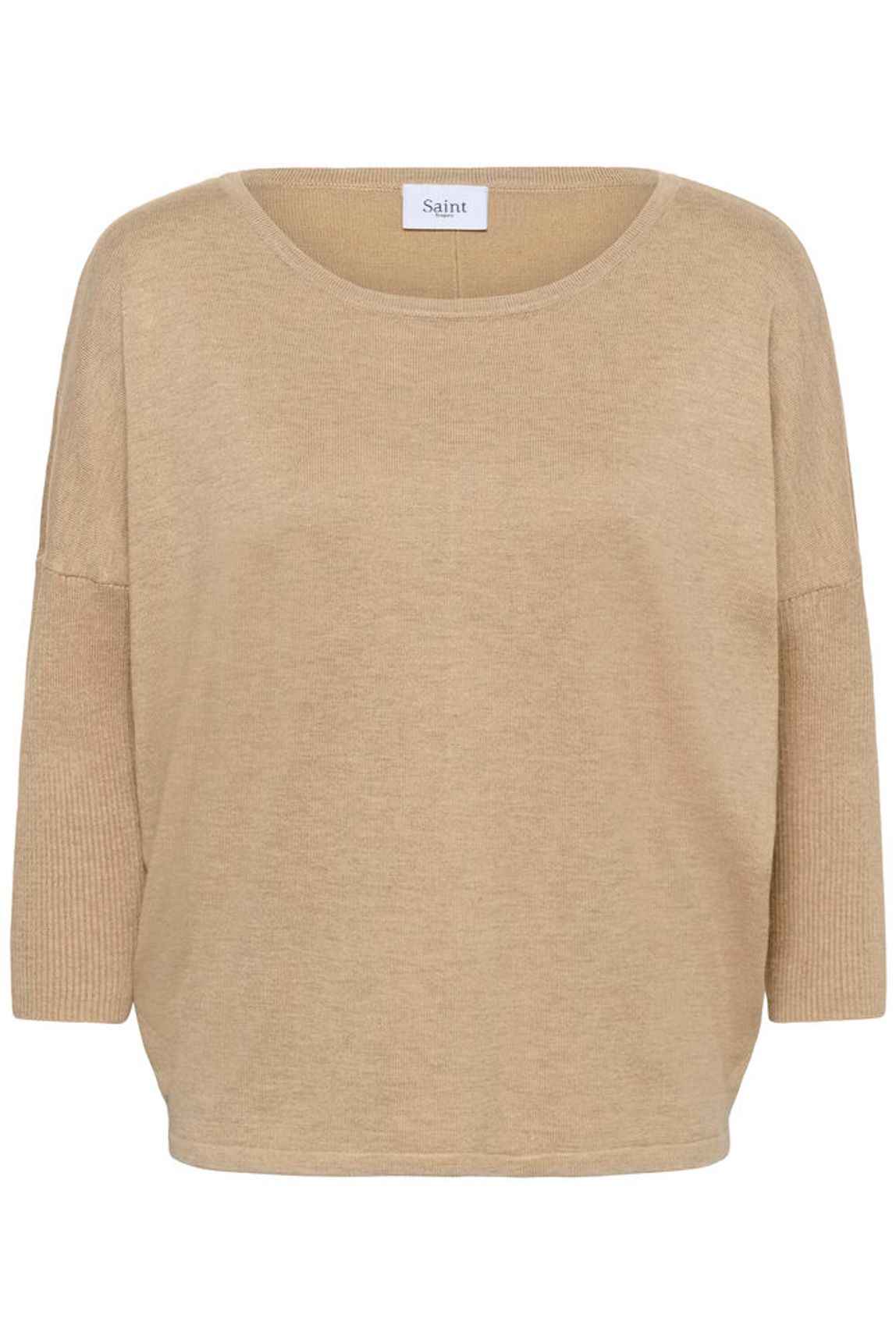 MilaSZ R-Neck Pullover - Amphora Melange Brown Saint Tropez