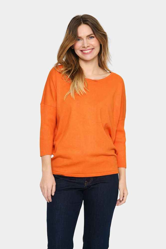 MilaSZ R-Neck Pullover - Apricot Melange Saint Tropez