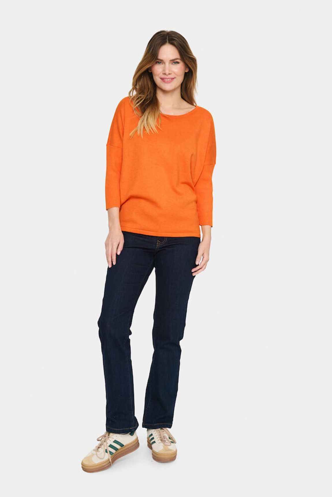 MilaSZ R-Neck Pullover - Apricot Melange Saint Tropez