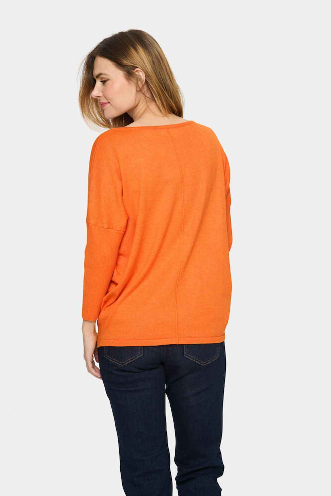 MilaSZ R-Neck Pullover - Apricot Melange Saint Tropez