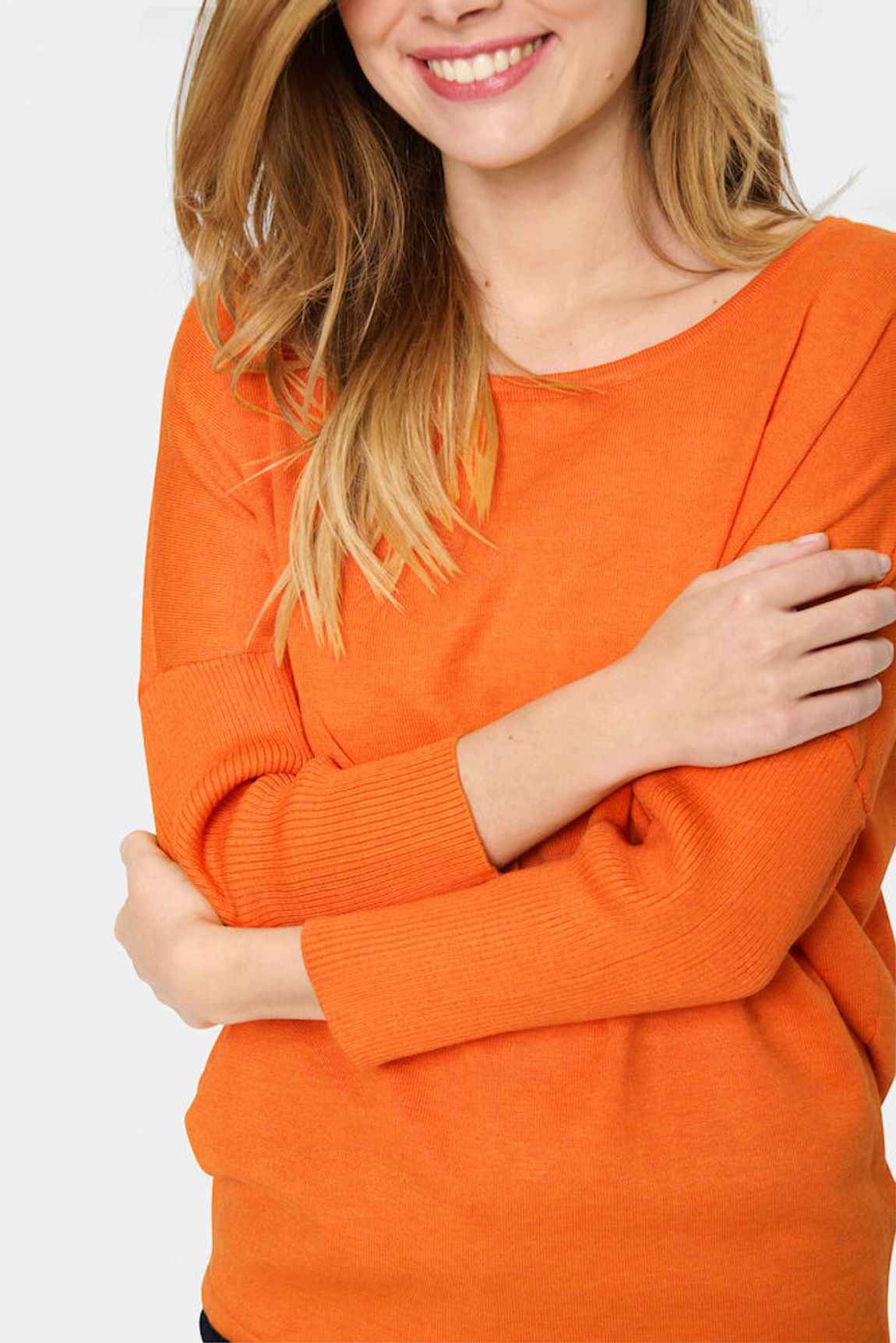 MilaSZ R-Neck Pullover - Apricot Melange Saint Tropez